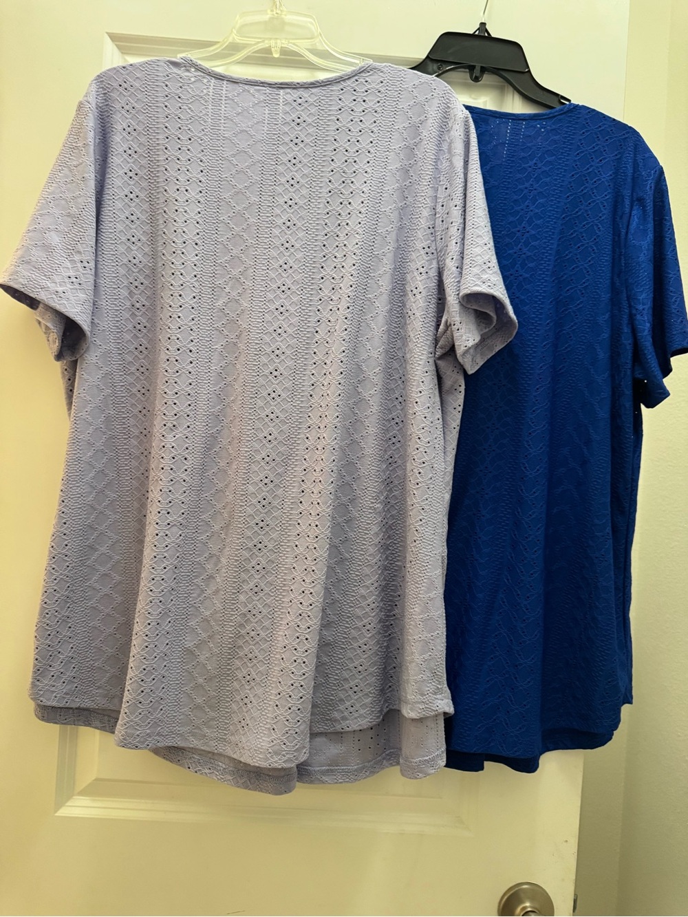 Your Style tops, short sleeve scoop neck eyelet design lavender & royal blue 3x - Picture 11 of 11